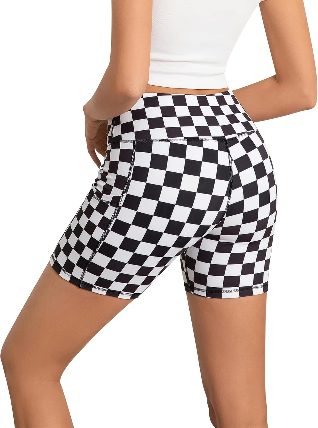 AHLW Buttery Soft Workout Biker Shorts for Women with Pockets High Waisted Elastic Comfortable Athletic Running Yoga Shorts