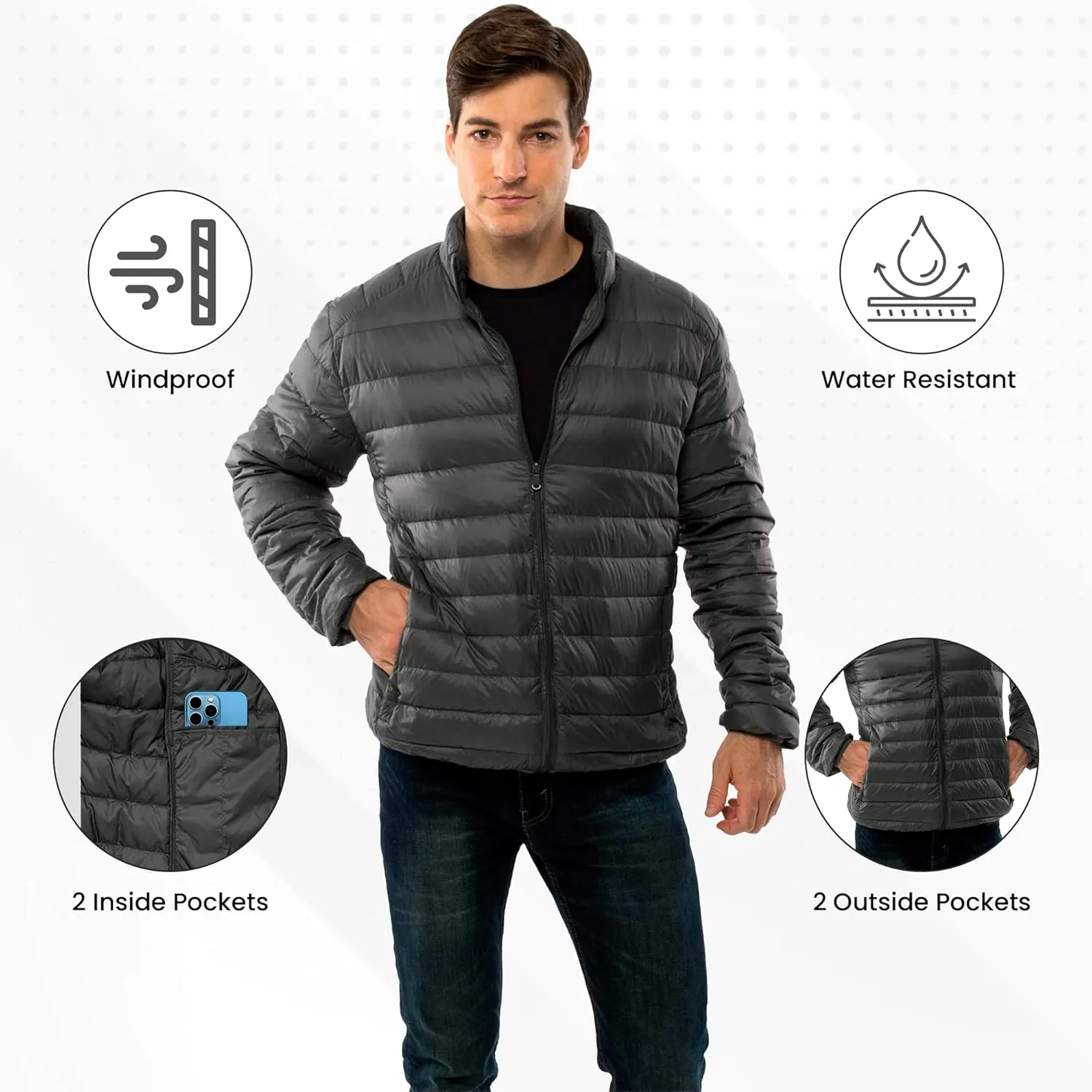 Alpine Swiss Niko Mens Puffer Jacket | Insulated Lightweight Down Alternative Coat | Packable, Water Resistant & Warm