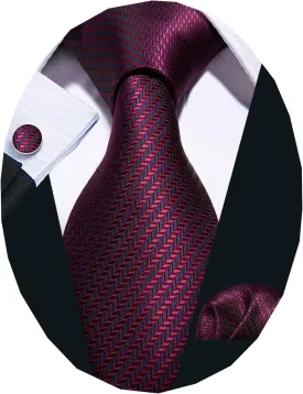 Barry.Wang Designer Classic Ties for Men Set Formal Pocket Square Cufflink Check Plaid