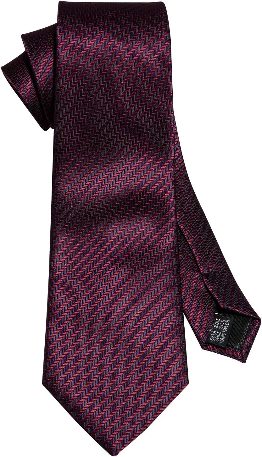 Barry.Wang Designer Classic Ties for Men Set Formal Pocket Square Cufflink Check Plaid