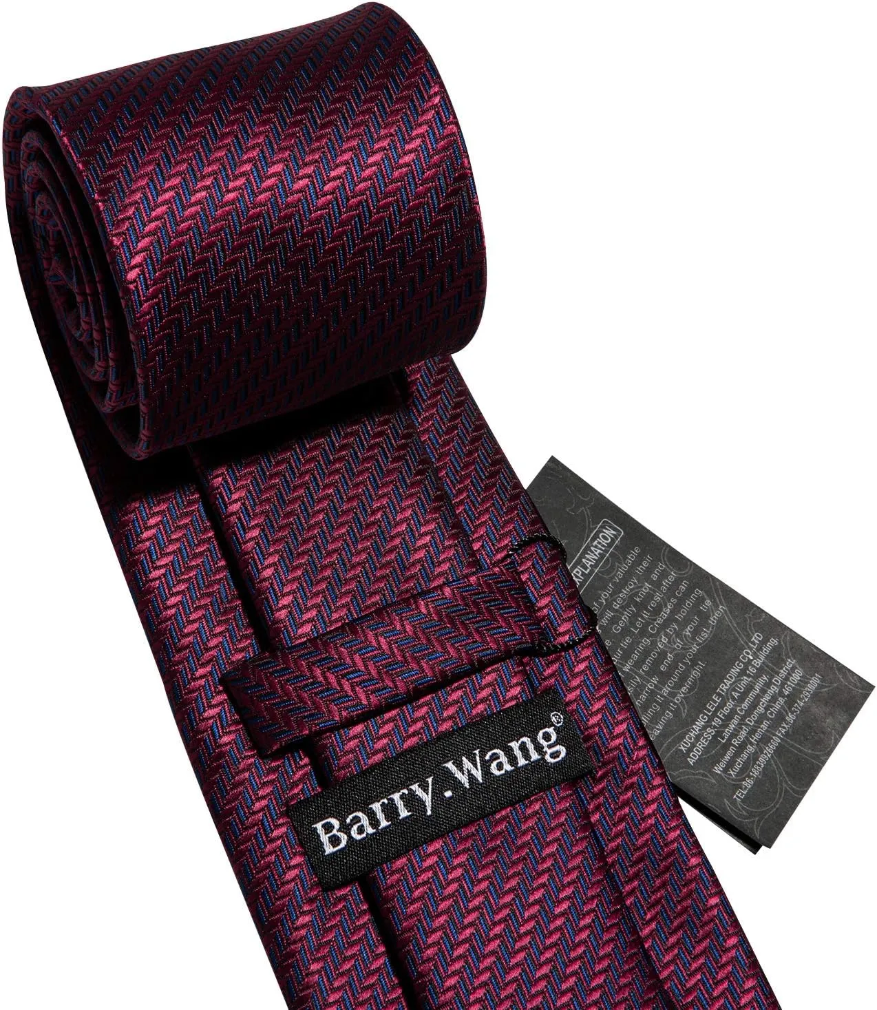 Barry.Wang Designer Classic Ties for Men Set Formal Pocket Square Cufflink Check Plaid