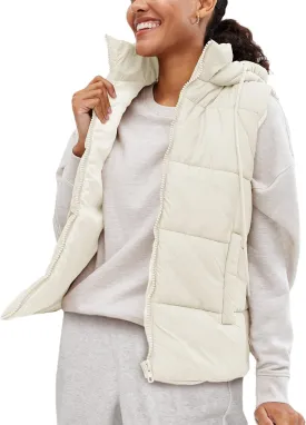 EsheSy Women's Puffer Vest with Removable Hood Sleeveless Full Zip Quilted Down Jacket