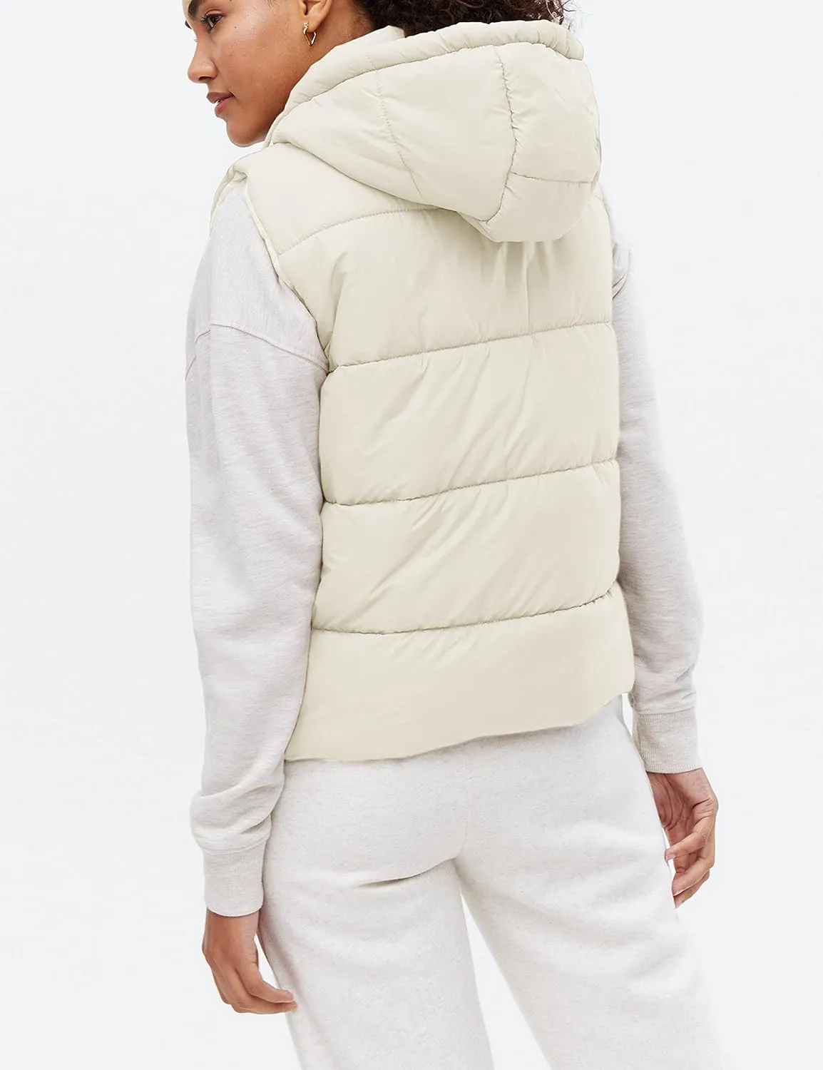 EsheSy Women's Puffer Vest with Removable Hood Sleeveless Full Zip Quilted Down Jacket