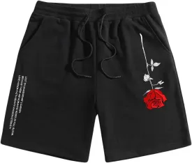 Floerns Men's Boho Tribal Print Drawstring Waist Summer Shorts with Pocket