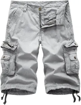 FOURSTEEDS Women's Cotton Loose Fit Zipper Multi-Pockets Twill Bermuda Drawstring Women Cargo Shorts