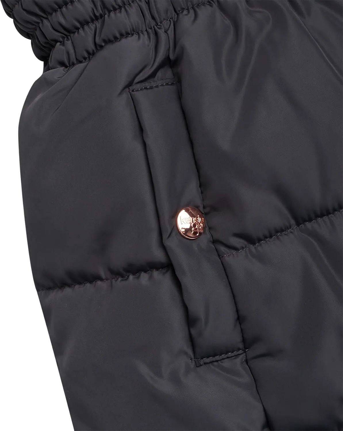 Girls Quilted Puffer Anorak Jacket - Cozy Sherpa Lined Faux Fur Trim Hooded Winter Coat with Cinched Waist (7-16)