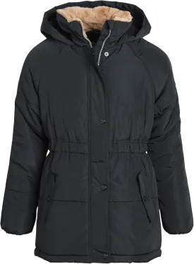Heavyweight Bubble Puffer Winter Jacket - Anorak Ski Jacket with Cinched Waist and Sherpa Fur Hood