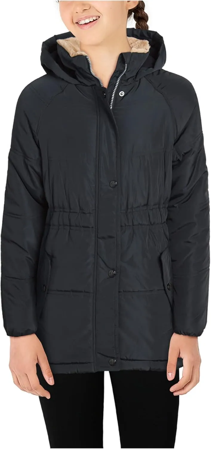 Heavyweight Bubble Puffer Winter Jacket - Anorak Ski Jacket with Cinched Waist and Sherpa Fur Hood