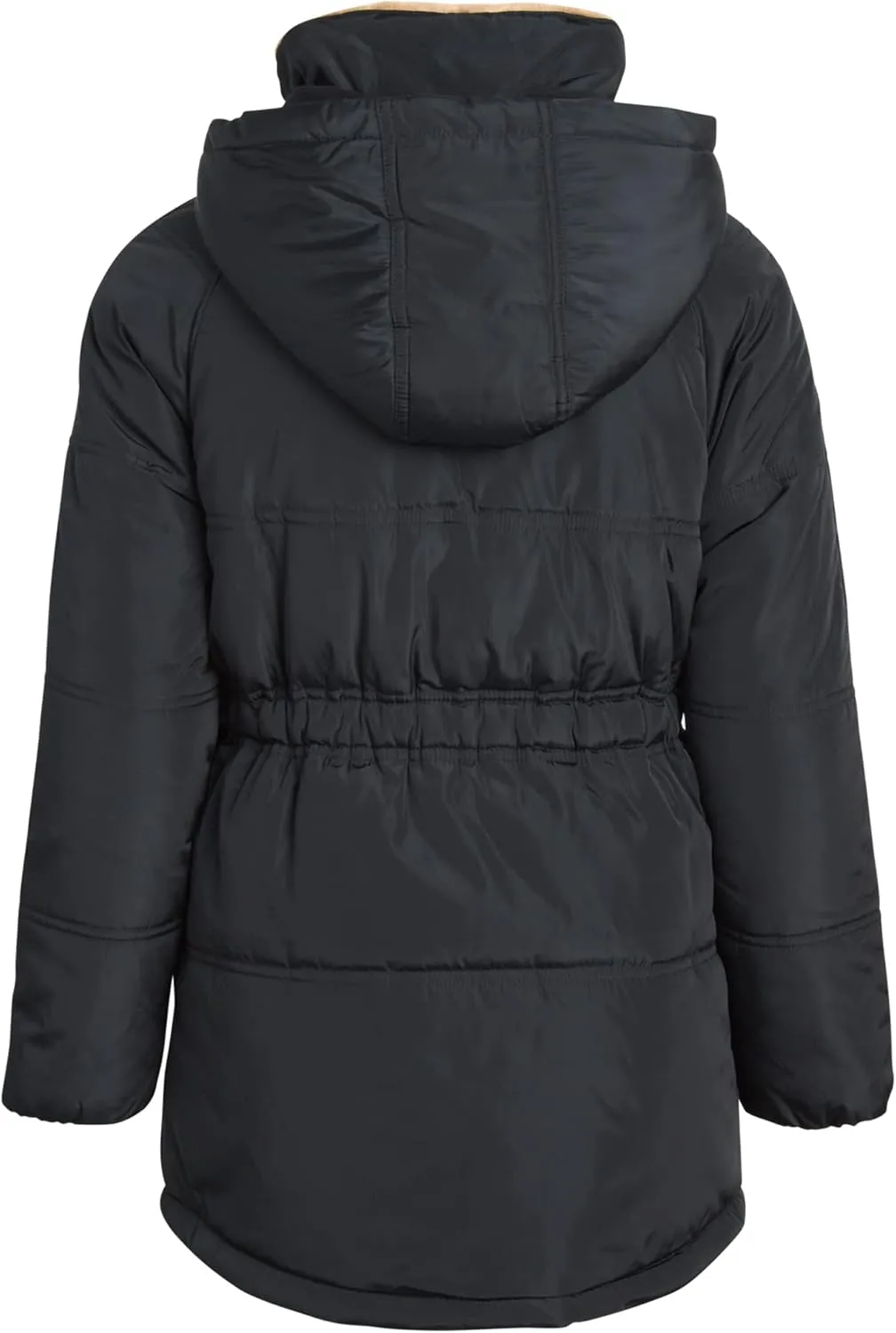 Heavyweight Bubble Puffer Winter Jacket - Anorak Ski Jacket with Cinched Waist and Sherpa Fur Hood