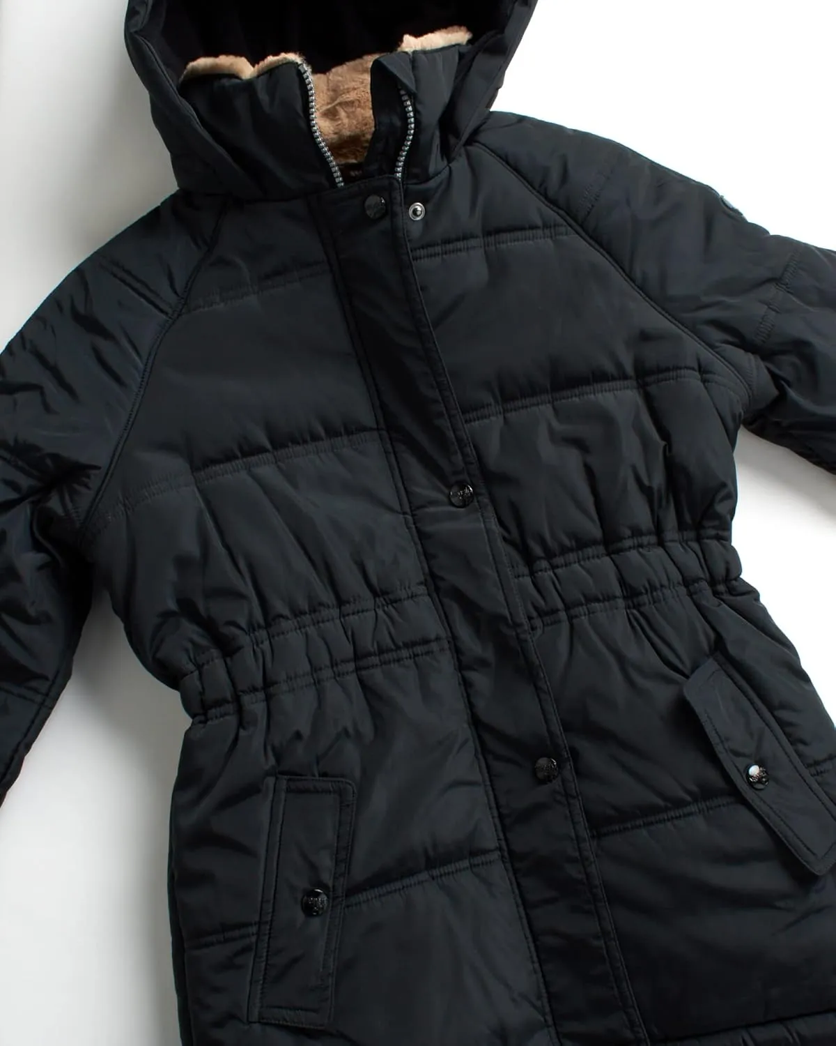 Heavyweight Bubble Puffer Winter Jacket - Anorak Ski Jacket with Cinched Waist and Sherpa Fur Hood