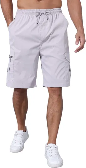 Men's Cargo Shorts Elastic Waist Outdoor Relaxed Fit Sport Shorts Jogger SweatShorts with Multi-Pocket