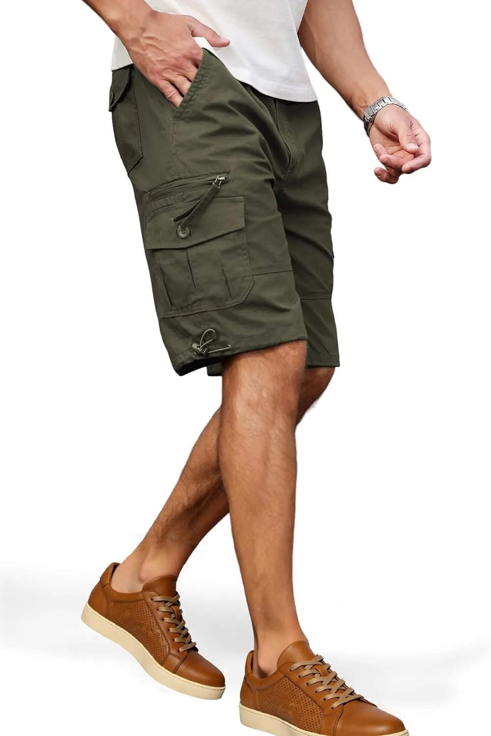 Men's Cargo Shorts with Multi-Pockets | Elastic Waist Cotton Relaxed Fit | 2025 Summer Casual