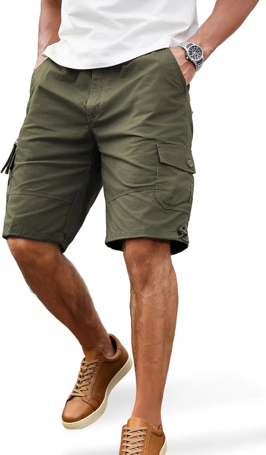 Men's Cargo Shorts with Multi-Pockets | Elastic Waist Cotton Relaxed Fit | 2025 Summer Casual