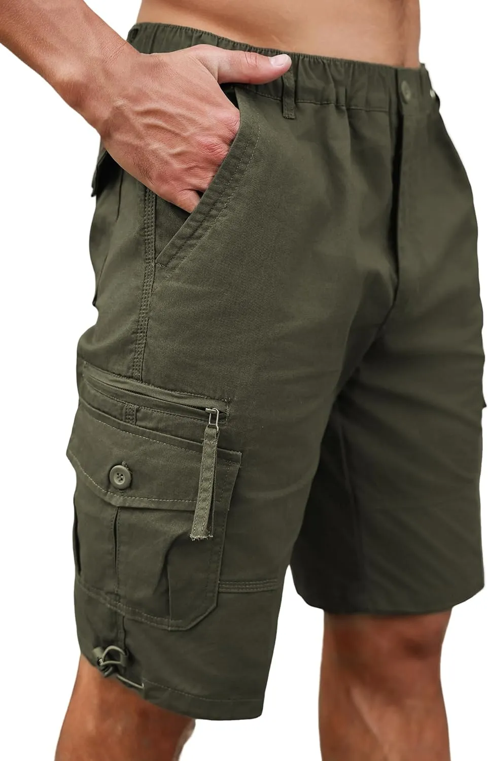 Men's Cargo Shorts with Multi-Pockets | Elastic Waist Cotton Relaxed Fit | 2025 Summer Casual