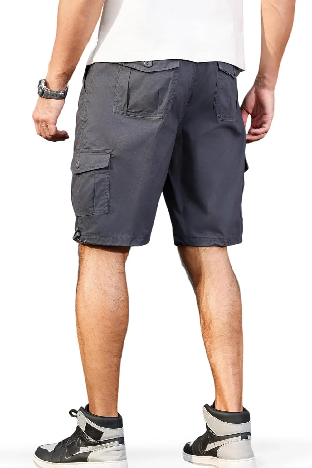 Men's Cargo Shorts with Multi-Pockets | Elastic Waist Cotton Relaxed Fit | 2025 Summer Casual