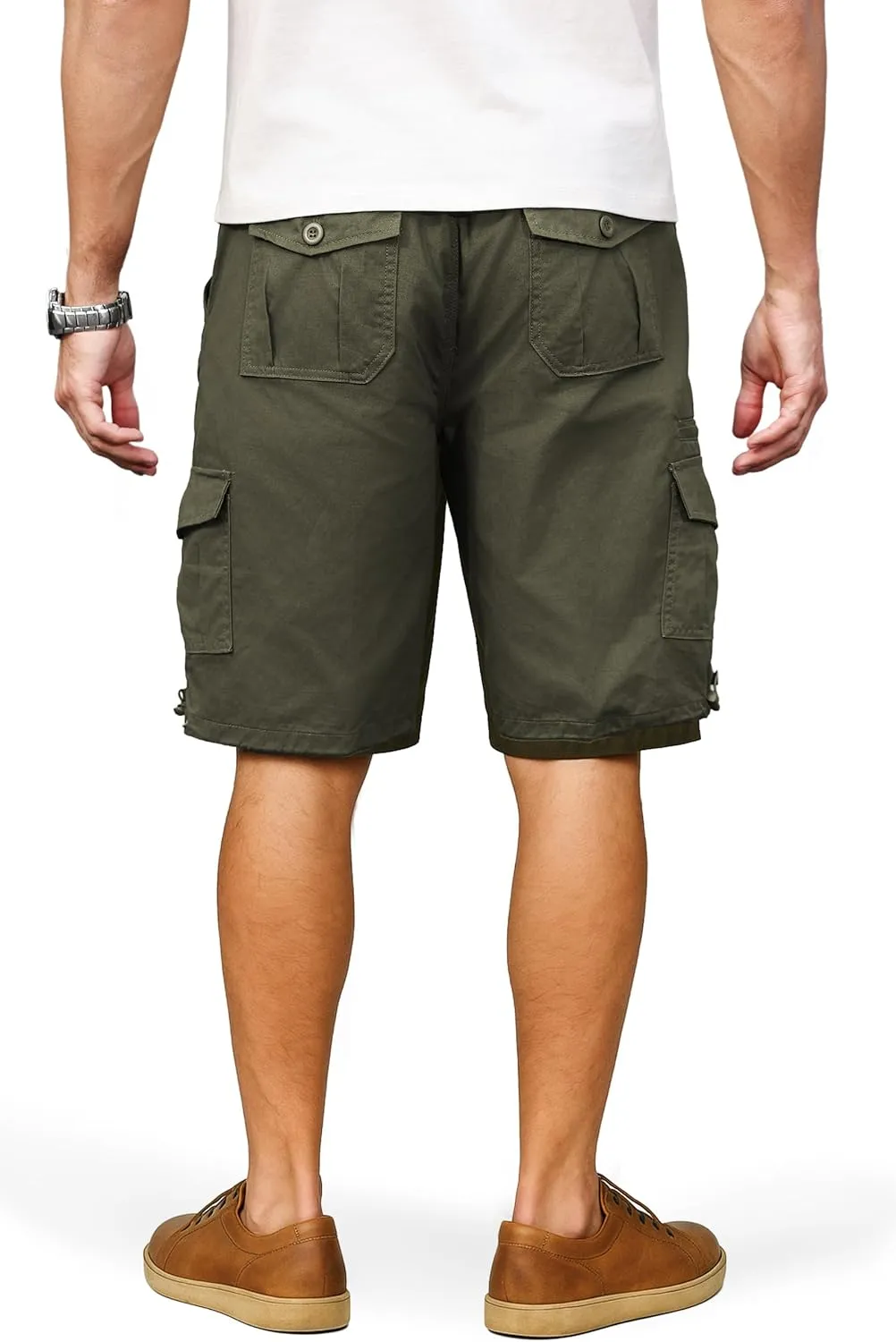 Men's Cargo Shorts with Multi-Pockets | Elastic Waist Cotton Relaxed Fit | 2025 Summer Casual