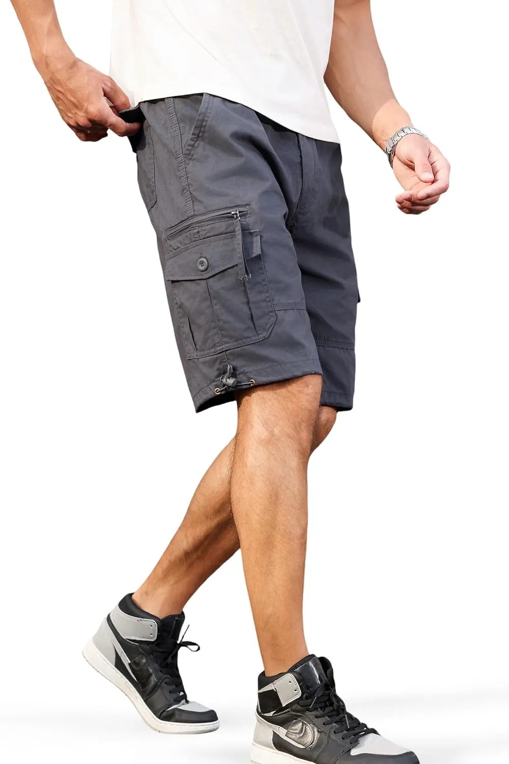 Men's Cargo Shorts with Multi-Pockets | Elastic Waist Cotton Relaxed Fit | 2025 Summer Casual