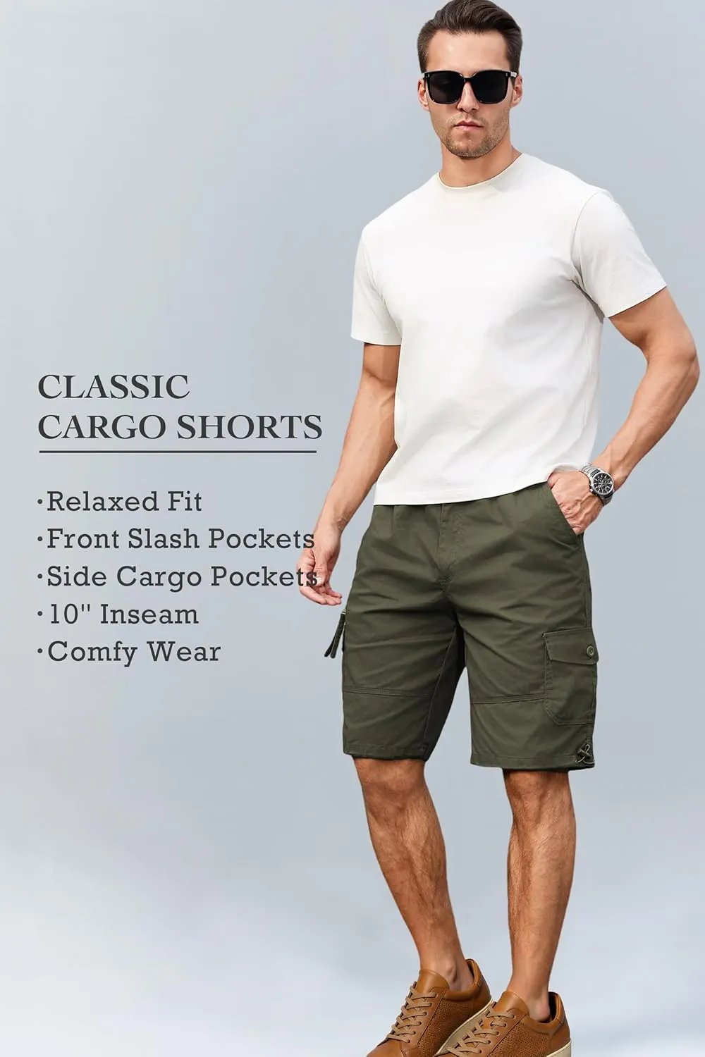 Men's Cargo Shorts with Multi-Pockets | Elastic Waist Cotton Relaxed Fit | 2025 Summer Casual