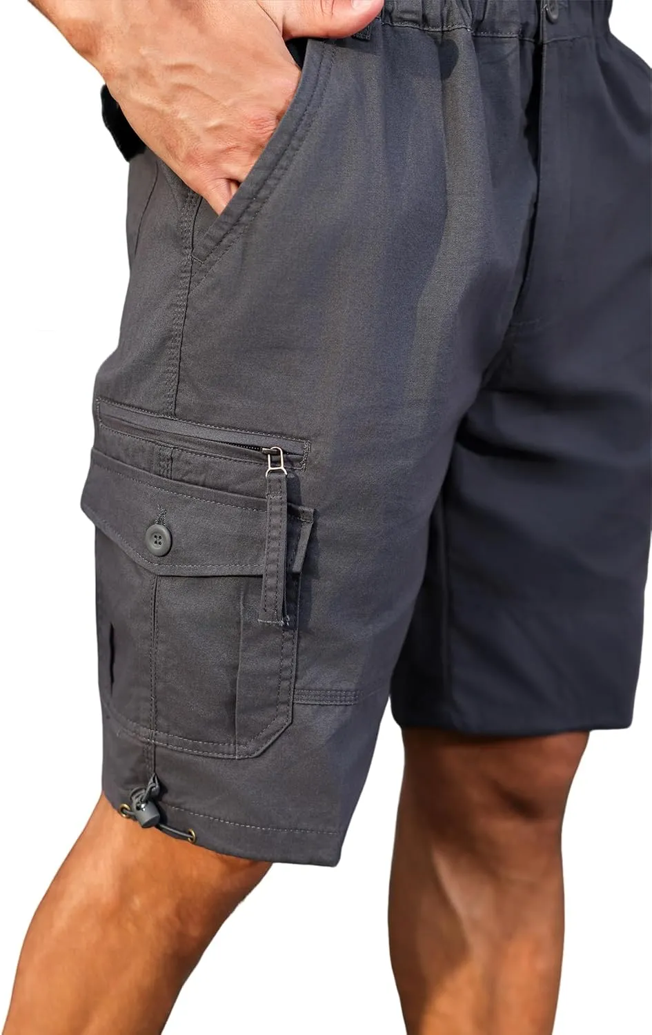 Men's Cargo Shorts with Multi-Pockets | Elastic Waist Cotton Relaxed Fit | 2025 Summer Casual