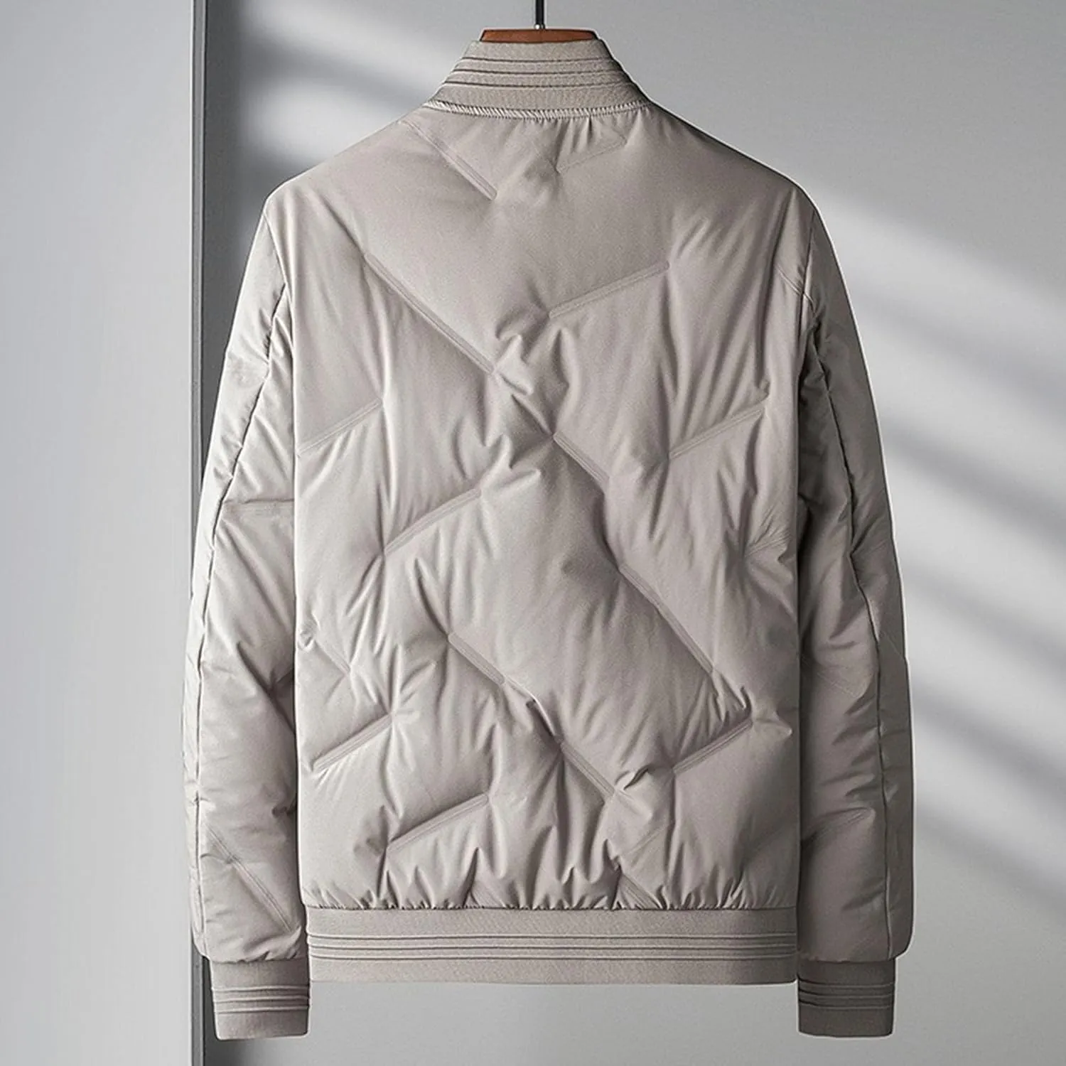 Mens Casual Bomber Jacket Full Zip Warm Winter Padded Coats Outwear Windproof Quilted Varsity Baseball Jacket