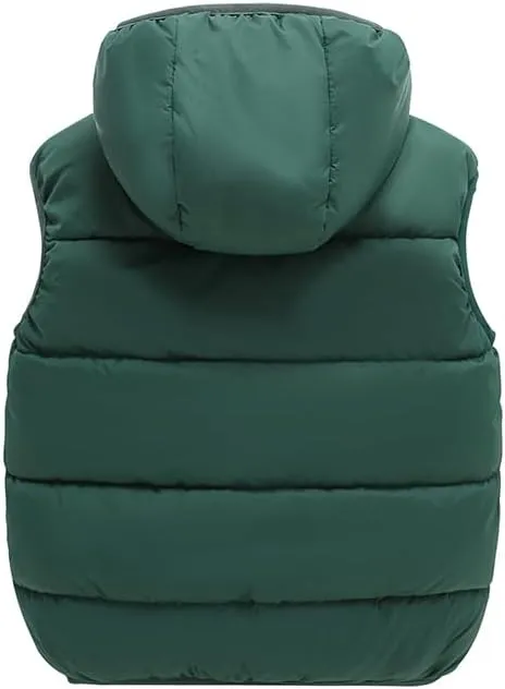 Toddler Puffer Vest Boys Girls Fleece Vest Puffy Toddler Boy Sleeveless Jacket Coat with Removable Hood