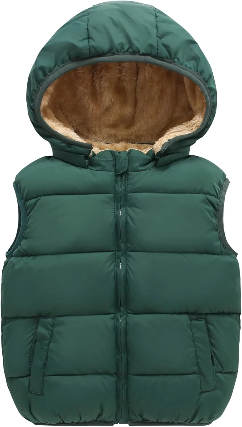 Toddler Puffer Vest Boys Girls Fleece Vest Puffy Toddler Boy Sleeveless Jacket Coat with Removable Hood