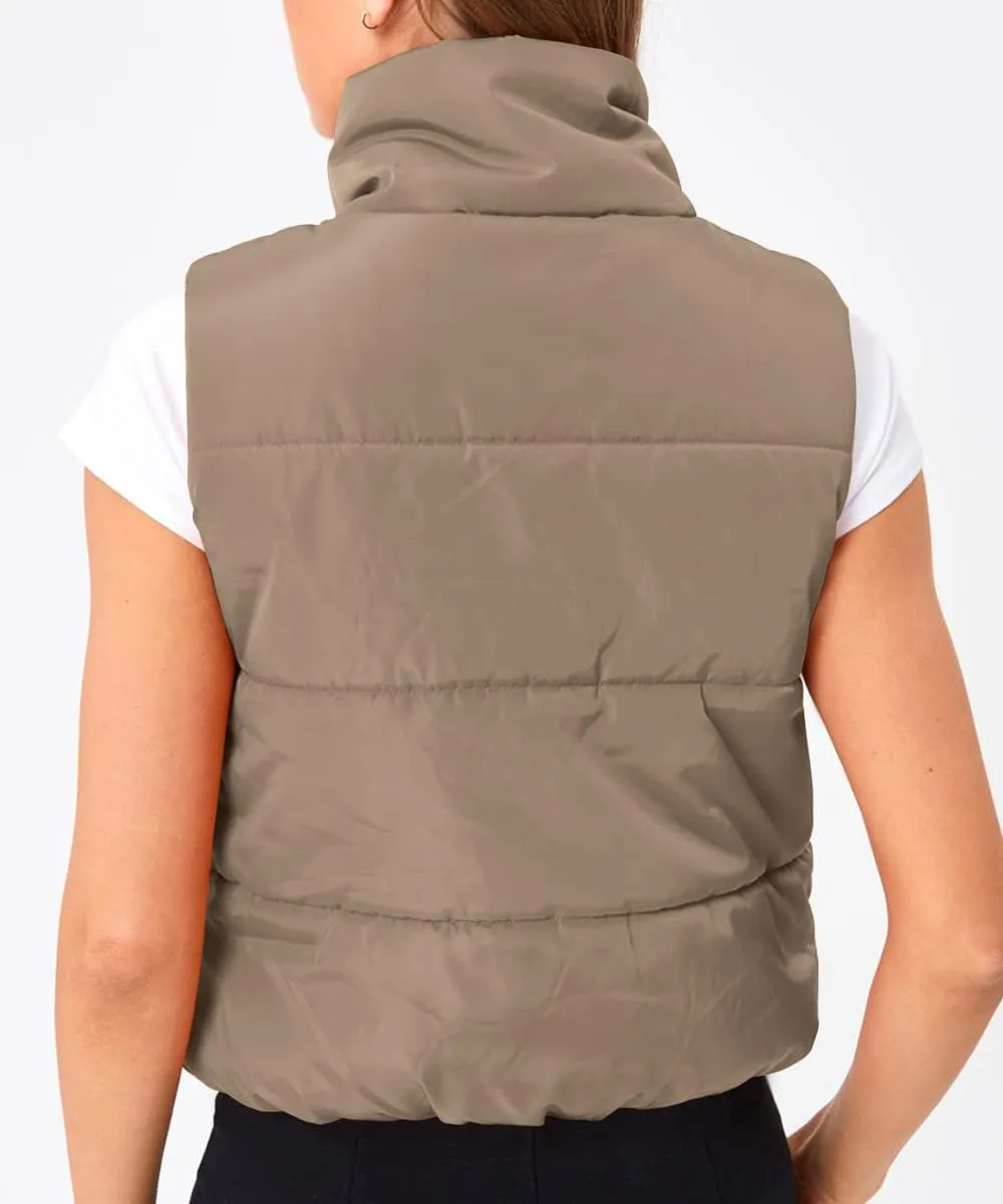 Trendy Queen Puffer Vest Women Sleeveless Winter Outerwear Warm Lightweight Fashion Stand up Collar Down Vest