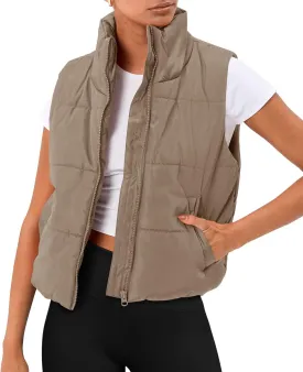 Trendy Queen Puffer Vest Women Sleeveless Winter Outerwear Warm Lightweight Fashion Stand up Collar Down Vest