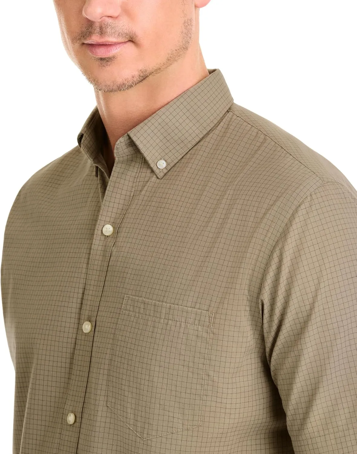 Van Heusen Men's Wrinkle Free Short Sleeve Button Down Check Shirt