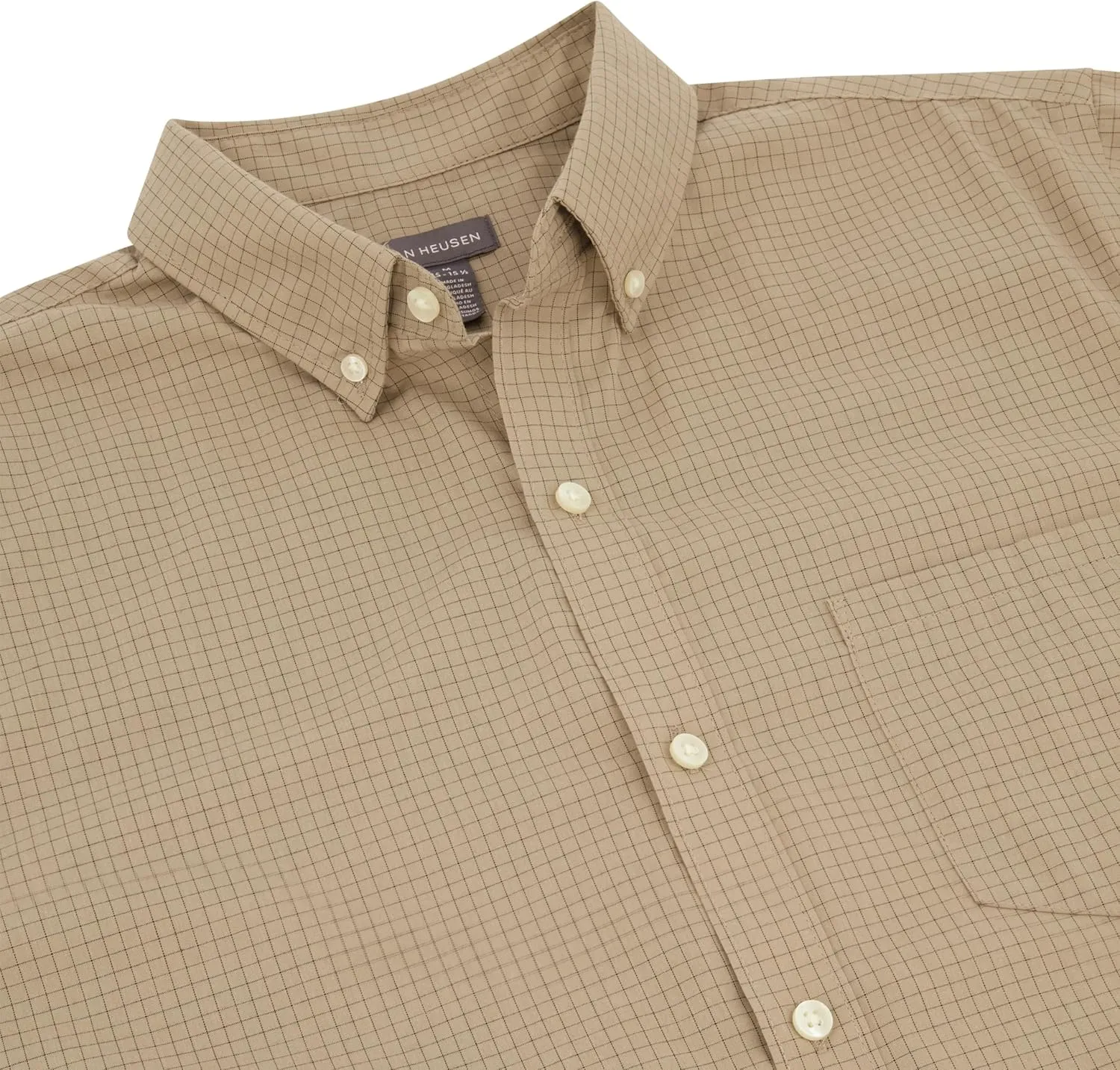 Van Heusen Men's Wrinkle Free Short Sleeve Button Down Check Shirt