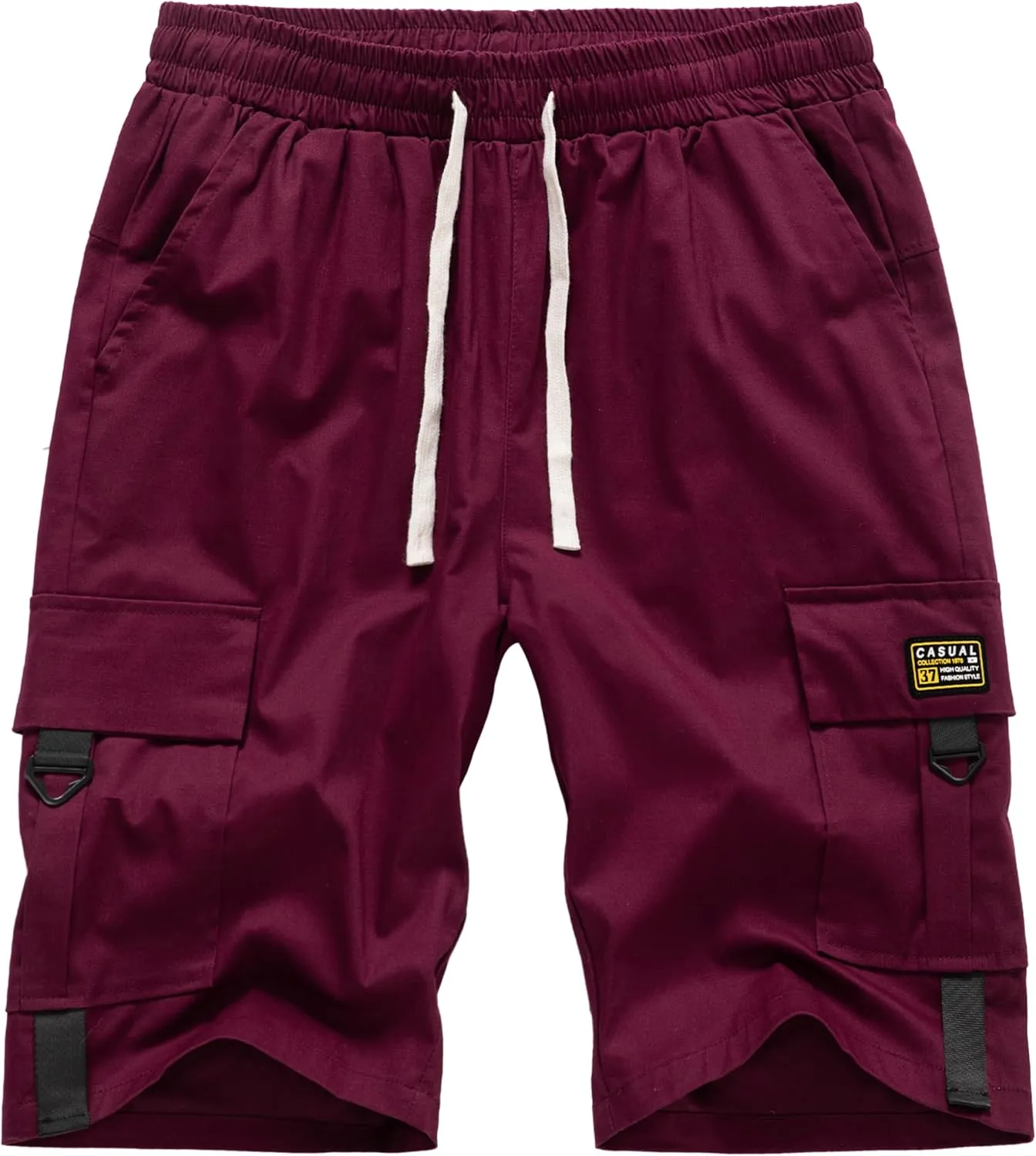 Vcansion Women's Casual Cotton Elastic Waist Drawstring Loose Fit Outdoor Multi-Pockets Cargo Shorts