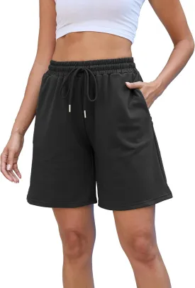 Women's Sweat Athletic Shorts Jogger Summer Loose Drawstring Waist Bermuda Shorts with Pockets