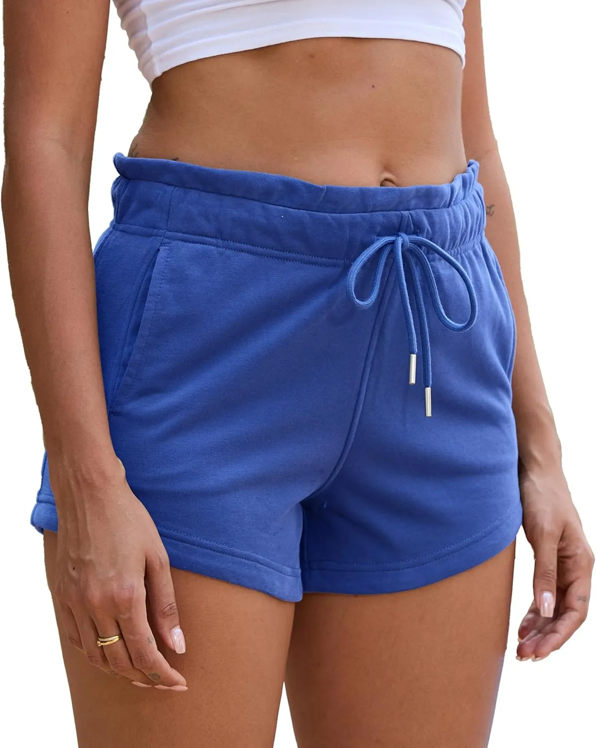 Women's Sweat Shorts Cotton French Terry Drawstring Summer Workout Casual Lounge Shorts with Pockets