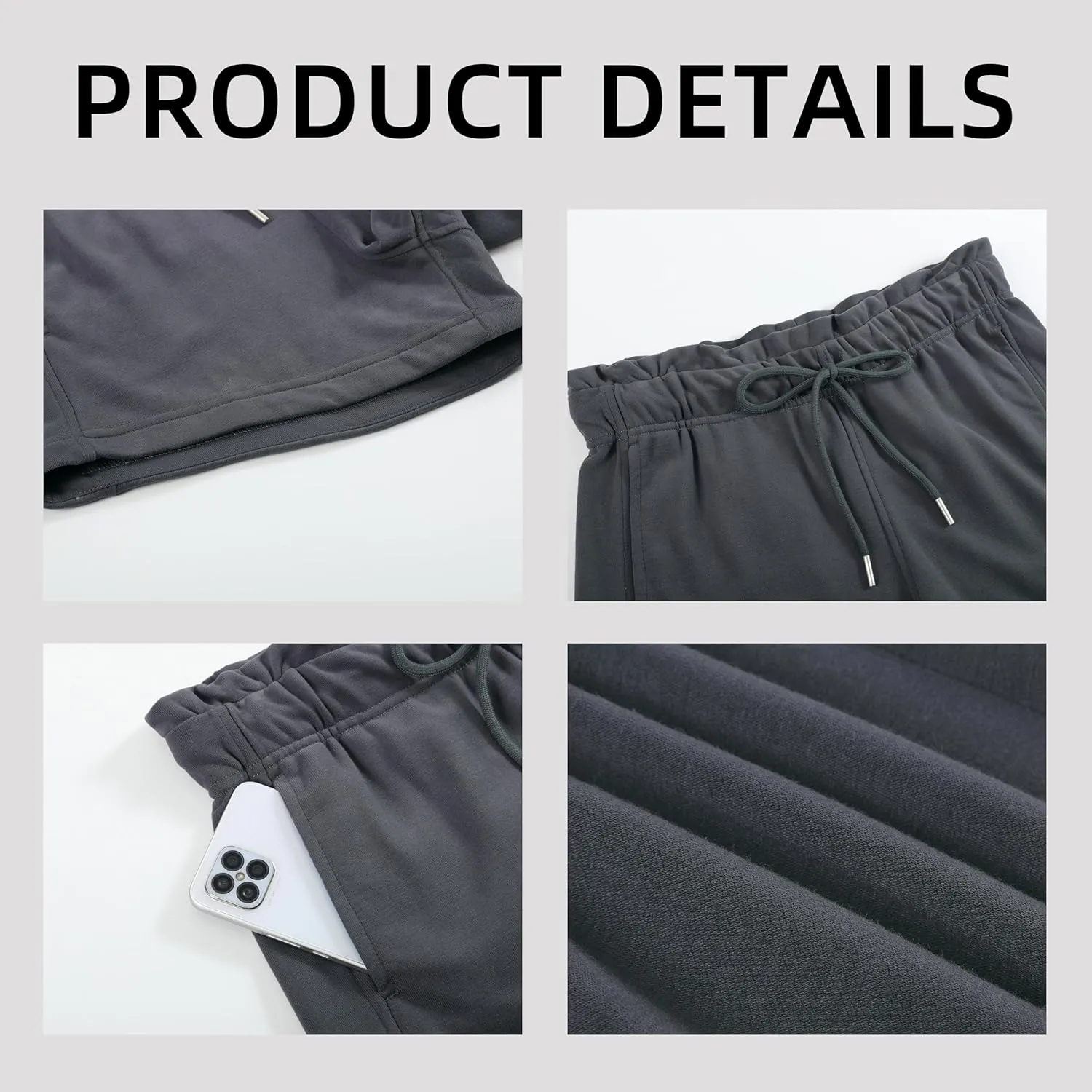 Women's Sweat Shorts Cotton French Terry Drawstring Summer Workout Casual Lounge Shorts with Pockets
