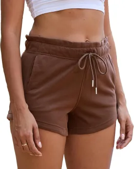 Women's Sweat Shorts Cotton French Terry Drawstring Summer Workout Casual Lounge Shorts with Pockets
