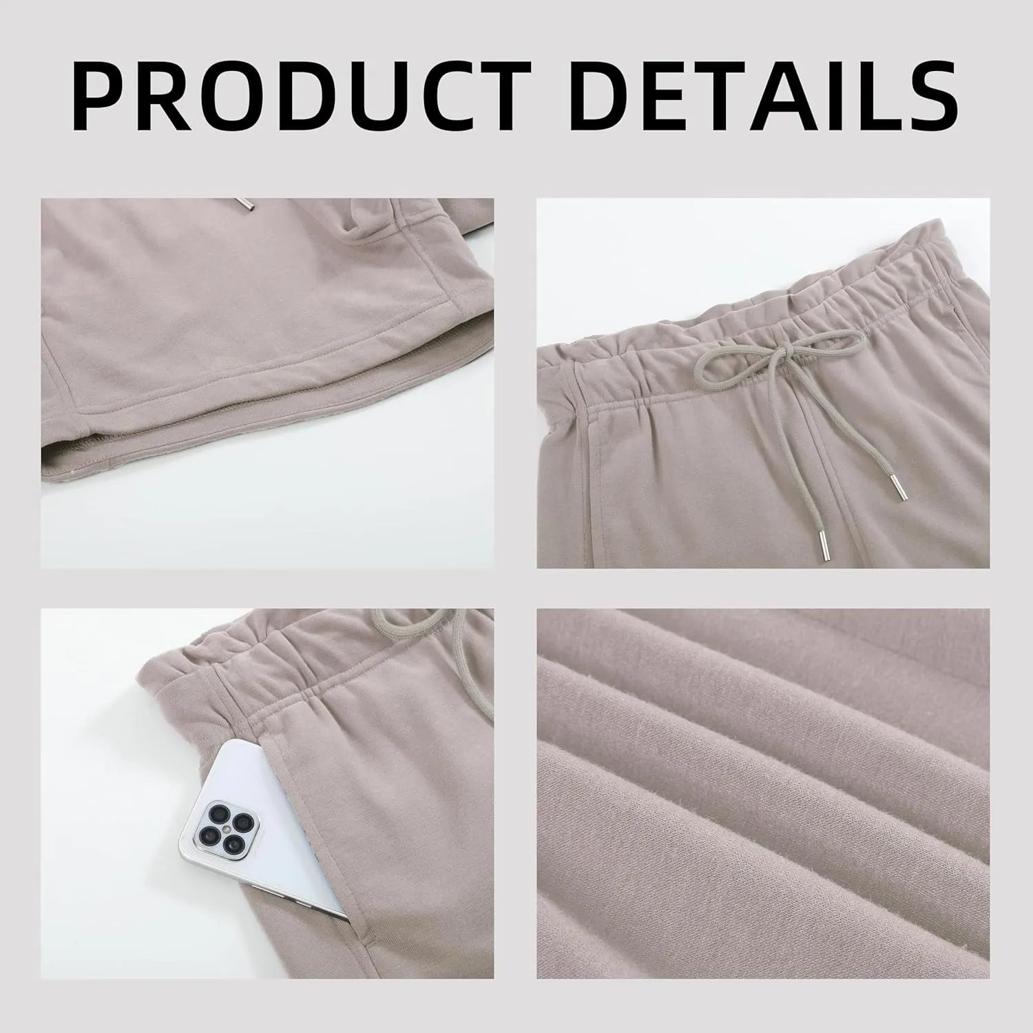 Women's Sweat Shorts Cotton French Terry Drawstring Summer Workout Casual Lounge Shorts with Pockets