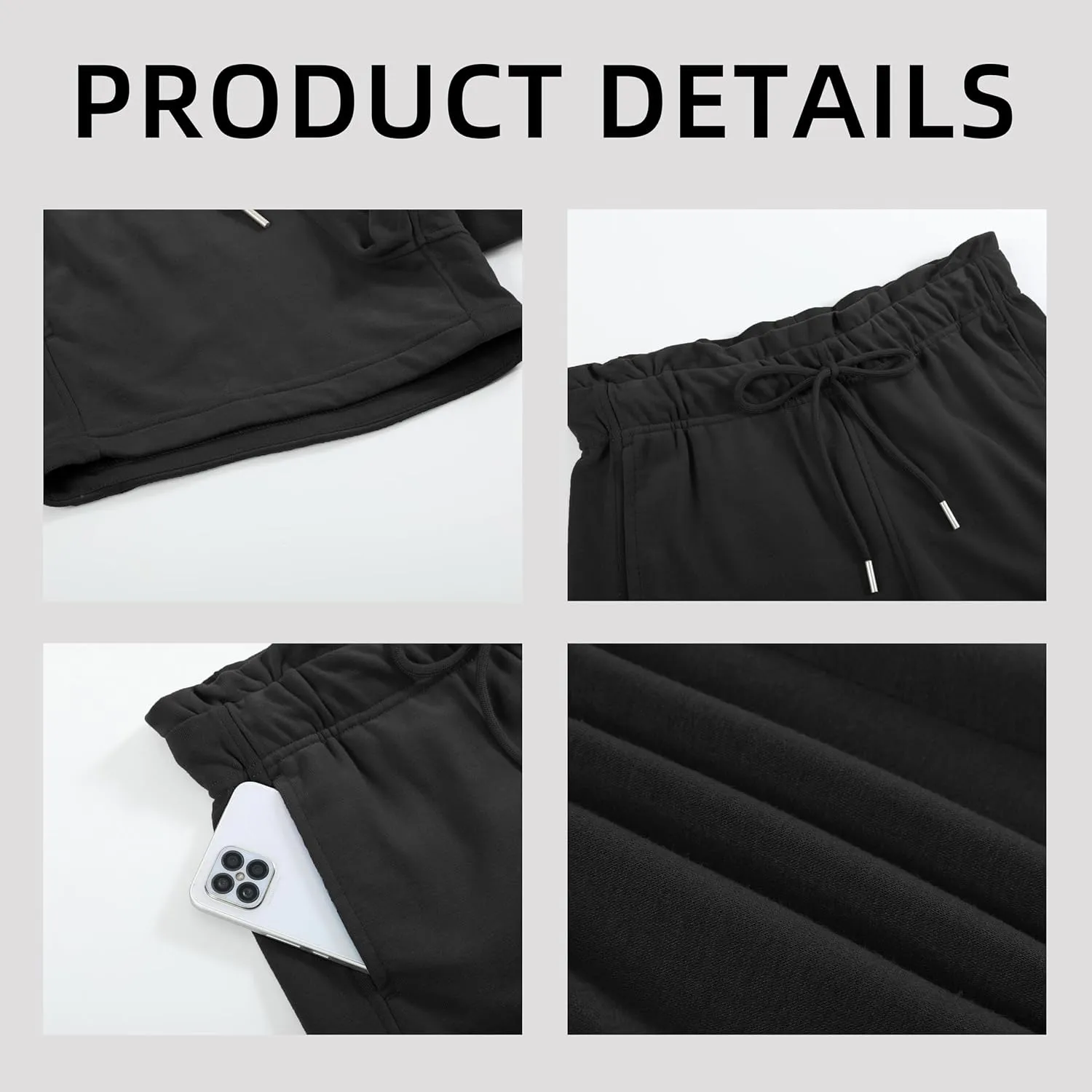 Women's Sweat Shorts Cotton French Terry Drawstring Summer Workout Casual Lounge Shorts with Pockets