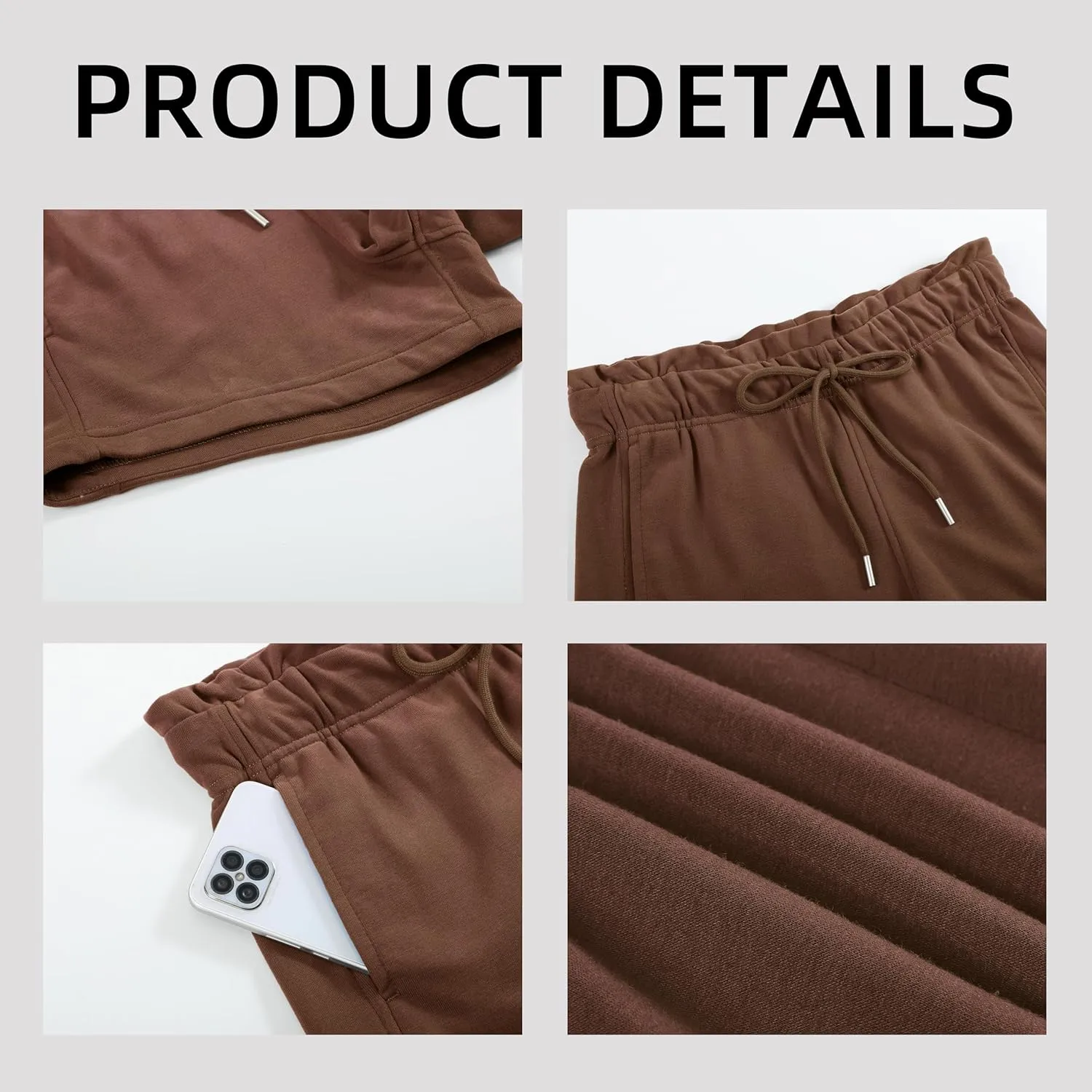 Women's Sweat Shorts Cotton French Terry Drawstring Summer Workout Casual Lounge Shorts with Pockets