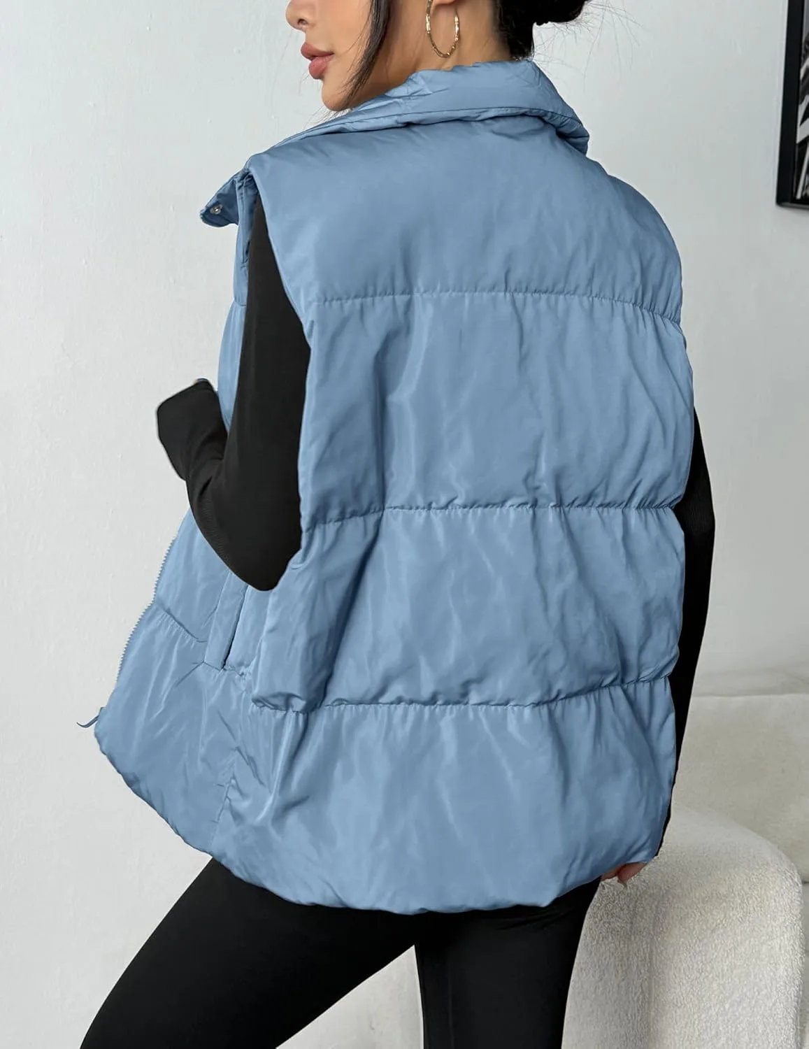 Zeagoo Women Puffer Vest Lightweight Stand Collar Sleeveless Winter Warm Zip Up Padded Outerwear Jackets with Pockets S-XXL